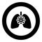 Coronavirus damaged lungs Virus corona atack Eating lung concept Covid 19 Infected tuberculosis icon in circle round black color