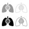 Coronavirus damaged lungs Virus corona atack Eating lung concept Covid 19 Infected tuberculosis icon outline set black grey color