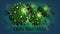 Coronavirus, dark poster with two large green coronavirus molecules on abstract green background. Coronavirus Outbreak
