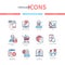 Coronavirus disease - line design style icons set