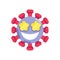 Coronavirus emoticon with star eyes flat icon