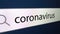 Coronavirus at the end a question mark is written in the search bar with a cursor