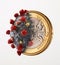 The coronavirus european union contagion infection on euro coin.
