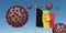 Coronavirus with Flag of Belgium. Realistic 3d illustration