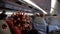 Coronavirus floating at interior airplane passengers wearing surgical mask