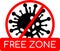 Coronavirus free zone icon and symbol, sticker and banner