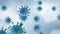 Coronavirus and germ particles on white blue background