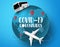 Coronavirus global travel vector concept. Coronavirus covid-19 in world pandemic disease outbreak with airplane, passport.