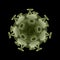 Coronavirus green vector illustration on black background. Virus concept. Microscope virus close up.