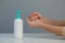 Coronavirus Hand Sanitizer Sanitiser Gel for Clean Hands Hygiene Corona Virus Spread Prevention. Woman Using Alcohol Rub