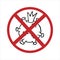 Coronavirus hashtag hand drawing icon. Red prohibit freehand sign. No covid-19, stop coronavirus. Vector banner catchy