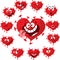 Coronavirus Heart Cartoon Vector Illustration - Many Facial Expressions - Valentines Day Stickers