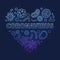 Coronavirus Heart vector concept outline modern blue illustration