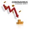 Coronavirus hits the market. Economy fallout. Covid-19 crisis or Coronavirus impact on economic. Vector illustration.