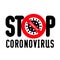 Coronavirus icon. COVID-19 icon. Stop COVID-19. Stop coronavirus. Coronavirus icon crossed out in a red stop sign. Pandemic.