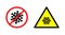 Coronavirus icon prohibiting sign, red crossed