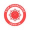 Coronavirus icon with red prohibit sign and text