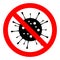 Coronavirus icon, sign caution 2019-nCoV pandemic medical danger health risk disease molecule. Vector illustration