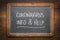 Coronavirus info and help - slate blackboard sign