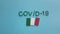 Coronavirus In Italy Or COVID-19 Chinese Virus, Italian Flag And word COVID-19, Dramatic Background Looping Animation