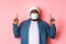 Coronavirus, lifestyle and global pandemic concept. Worried and anxious african-american man in face mask, pointing and