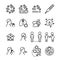 Coronavirus line icon set. Prevention, transmition, advice ant other. Covid-19 virus icon set. Vector.