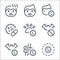 coronavirus line icons. linear set. quality vector line set such as area, guts, bat, forbidden, virus, pills, patient, boy