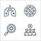 Coronavirus line icons. linear set. quality vector line set such as avoid crowds, magnifying glass, no virus