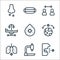 Coronavirus line icons. linear set. quality vector line set such as cough, microscope, pneumonia, outbreak, virus, hospital bed,