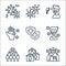 coronavirus line icons. linear set. quality vector line set such as doctor, quarantine, crowd, patient, insurance, hand,