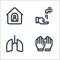 coronavirus line icons. linear set. quality vector line set such as gloves, lungs, hand wash