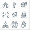 Coronavirus line icons. linear set. quality vector line set such as , keep distance, avoid, sore throat, rubber gloves, infection