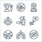 coronavirus line icons. linear set. quality vector line set such as medical mask, respiratory system, group, news report, hand