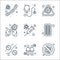 coronavirus line icons. linear set. quality vector line set such as no virus, spread, virus attack, pills, syringe, lungs,