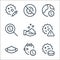 Coronavirus line icons. linear set. quality vector line set such as pill, baby girl, face mask, warning, hand, find, outbreak,