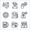 coronavirus line icons. linear set. quality vector line set such as sick, folder, mobilephone, help call, high temperatures,
