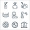 coronavirus line icons. linear set. quality vector line set such as stay at home, petri dish, no virus, thermometer, medicines,