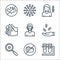 coronavirus line icons. linear set. quality vector line set such as test tubes, meat, magnifying glass, medicines, mask, washing