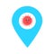 Coronavirus location map pin pointer icon. Element of map point for mobile concept and web apps. Icon for website design and app d