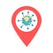 Coronavirus location map pin pointer icon. Element of map point for mobile concept and web apps. Icon for website design and app d