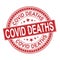 Coronavirus logo COVID-19 deaths Virus stamp Dangerous environment. Vector