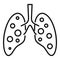 Coronavirus lungs icon, outline style