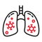 Coronavirus lungs linear icon isolated