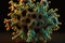 coronavirus molecule under the microscope. created by AI