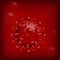 Coronavirus molecules on a red background. Vector illustration.