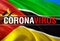 Coronavirus Monitor on Mozambique flag background. Coronavirus hazard and Infection in Mozambique concept. 3D rendering Corona