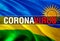 Coronavirus Monitor on Rwanda flag background. Coronavirus hazard and Infection in Rwanda concept. 3D rendering Corona virus