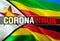 Coronavirus Monitor on Zimbabwe flag background. Coronavirus hazard and Infection in Zimbabwe concept. 3D rendering Corona virus