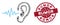 Coronavirus Mosaic Hearing Icon with Scratched Rumor Stamp