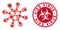 Coronavirus Mosaic Virus Icon with Scratched AIDS Virus Stamp